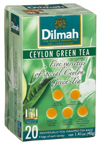 Dilmah Ceylon Green Tea Variety Pack, 20-Count Individually Foil Wrapped Teabags (Pack of... by Dilmah