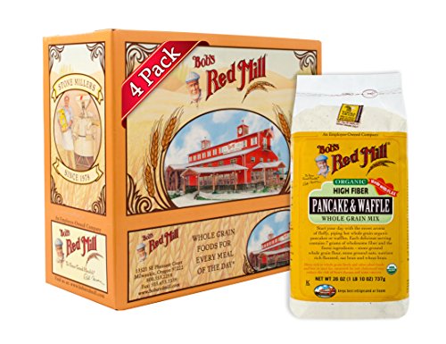 Bob's Red Mill Organic High Fiber Pancake & Waffle, Whole Grain Mix, 26-Ounce Bags (Pack of 4)