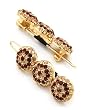 2 Goldtone Smoked Topaz Rhinestone Balls Metal Snap Hair Barette Clips