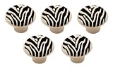 Zebra Skin Animal Print Ceramic Knobs Set of 5