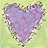 Peri and Pink Polka Dot Heart Image Wrap 14 x 14 inches; Bauer, Stephanie