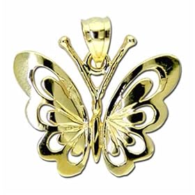 14kt Yellow Gold Beautiful Papillon Butterfly Charm Pendant by Jewelry Days