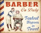 Funny Barber On Duty Sign (Male) - Fastest Shaves In Town