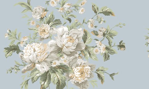 Waverly 5513115 Garden Yellow and Blue Peonie Floral Wallpaper