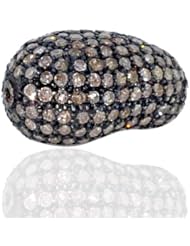 20*10mm Diamond Pave Nugget Shape Bead .925 Sterling Silver Jewelry