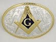 Sterling Silver/gold Plated Blue Enamel Masonic Belt Buckle