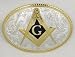 Silver/gold Plated Blue Enamel Masonic Belt Buckle