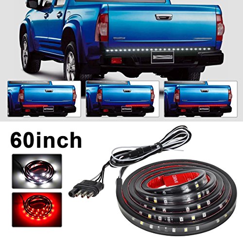 Partsam 60″ Red/white Tailgate LED Strip Light Bar Truck Reverse Brake Turn Signal Tail for 2003-2012 Dodge Ram 1500 2500 3500 4500 5500