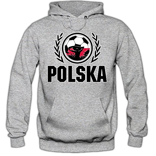 Polen EM 2016 #2 Hoody | Fußball | Bia?o-Czerwoni | Herren | Trikot | Nationalmannschaft, Farbe:Graumeliert (Greymelange F421);Größe:M