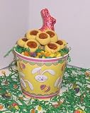 Gourmet Food : Scott's Cakes 1 lb. Apricot Butter Cookies in a Yellow Bunny Pail with Jelly Beans and Milk Chocolate Bunny
