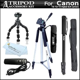 Tripod Accessory Bundle Kit For Canon EOS Rebel T3i, T2i T3 Digital SLR Camera Includes... by Butterfly