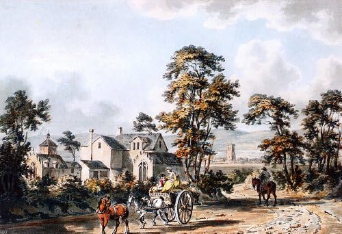 John Thomas Serres A Highway By A Gothic Villa - 18" x 27" Peel &amp; Stick Removable Wall Decal