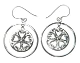 145 Five Leaf Sacred Heart Earrings Organic / Silver Jewelry of Bali