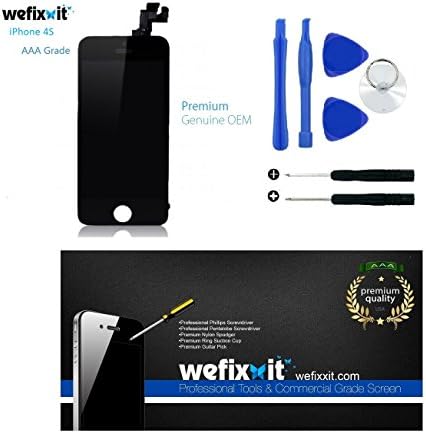 Premium Iphone LCD Screen Replacement Parts with Repair Kit : by Wefixxit (LCD-Screen-Kit-Iphone4S-black)