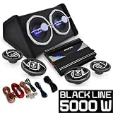 Zoom Produkt-Bild: 4.1 Auto Lautsprecherset Komplett Hifi Set "Black Line 520" 5000W Endstufe Verstärker 16cm Boxen Subwoofer