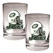 New York Jets 2pc 14oz Rocks Glass Set - Helmet logo NFL Football