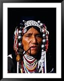 Akha Woman Smoking Pipe in Northern Thailand, Thailand Photography Framed Art Poster Print by Juliet Coombe, 39x49
