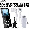 Coby MP705 4GB Slim MP3/FM/MP4 Player Bundle With Coby CA81 Dual USB AC Adapter/Charger, Coby CVE92 Earphones & Nite Ize Curvyman Cord Supervisor Organizer