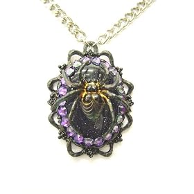 Amazon.com: Gothic Black Spider Purple Stone Pendant Unisex Rocker Necklace , Rocker Jewelry Gothic Pendant: Jewelry