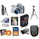 Canon Powershot SX110IS 9MP Digital Camera (Silver) & Accessory Kit with 2GB Memory + Extra Batteries + Case/Tripod & More