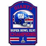 NFL New York Giants Super Bowl XLVI Champions 11-by-17 Wood Sign Traditional Look