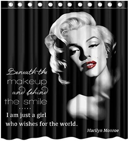 Custom Marilyn Monroe Quote I'm Just a Girl Who Wishes for the World Shower Curtain Diy Waterproof 100% Polyester Bathroom Curtain Design Standard Size 66x72