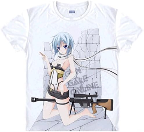 SAO Printing Short Sleeves White T-shirt Tee (L (US M), White)