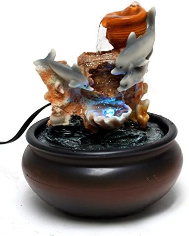 Dolphins with Shell Tabletop Water Fountain