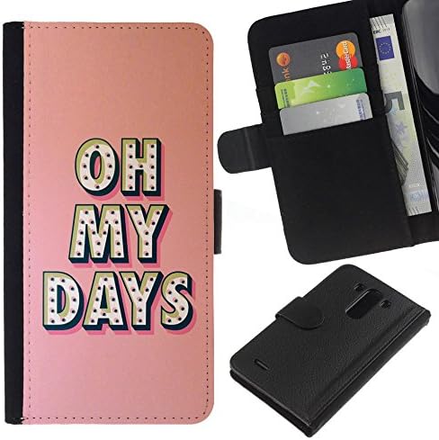 SUPERSPGECELL GIFT CASE / Luxury Phone Cover Leather Wallet Case Protective Case for LG G3 / oh my days Broadway music star peach /
