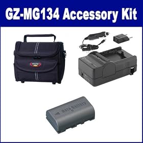 JVC Everio GZ-MG134 Camcorder Accessory Kit includes: SDM-180 Charger, ST80 Case, SDBNVF808 Battery