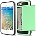 iPhone 5s Case,iPhone SE Case,iPhone 5 Case,by Ailun,Protective Shell-Smooth Card Slider Wallet&Flexible Shockproof Rubber Bumper&Anti-scratch PC Back Cover,Siania Retail Package[Mint Green]
