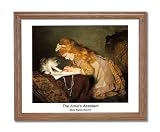 Victorian Little Girl Drawing On Bed With Cat Home Decor Wall Picture Oak Framed Art Print