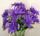 12 Purple Chrysanthemum Artificial Silk Flowers Bouquet - Just Artifacts Brand