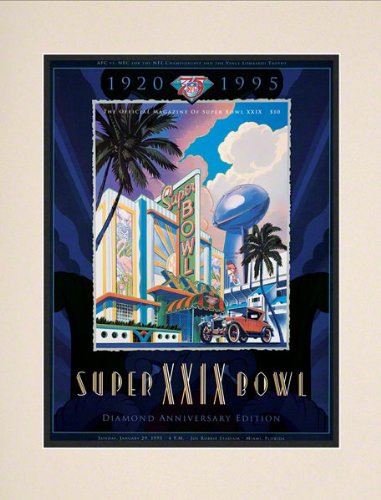 Matted 10.5 x 14 Super Bowl XXIX Program Print | Details: 1995, 49ers vs Chargers