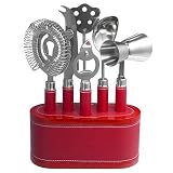 Metrokane VIP 7-Piece Bar Tool Set, Red