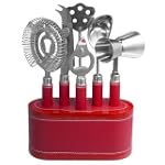 Metrokane VIP 7-Piece Bar Tool Set, Red