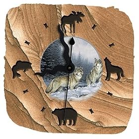 Click here to buy Wolf Pair 6'' Clock by Thirstystone.