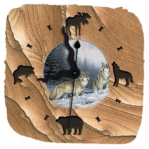 Wolf Pair 6'' Clock by