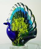 Colored Glass Crystal Peacock Art Statue Figure