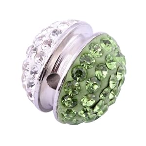 Kadima Swarovski Elements ,Disco Ball ,Shamballa Ball , Lots of 12pcs 12MM Shamballa Inspired Pave Crystals Alloy Ball - Crystal/Peridot