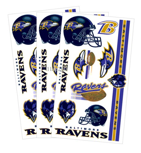 Body Paint: Baltimore Ravens Temporary Body Tattoos 3 Pack