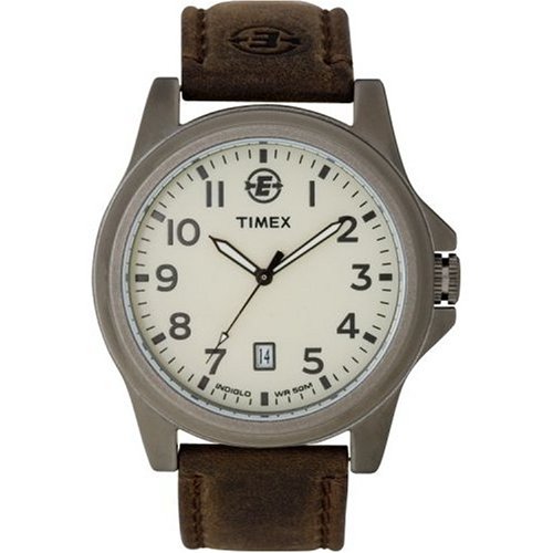 Timex Men's T46191 Expedition Metal Field Analog Brown Leather Strap Watch