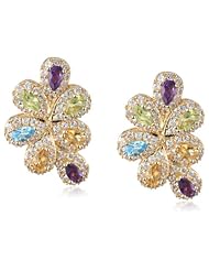 Yellow Bronze Multi-Gems with Created White Sapphire Earrings