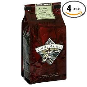 Coffee Masters Flavored Coffee, Strudel Delight Decaffeinated, Swiss Water Processed, Ground, 12-Ounce Valve Bag, (Pack of 4)