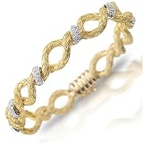 18 Kt Yellow Gold Diamond Handwoven Bangle Bracelet