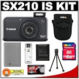 Cheap Canon PowerShot SX210 IS 14 MP Digital Camera with 14x optical Zoom (Black) with 8GB Card + Battery + Case + Accessory Kit