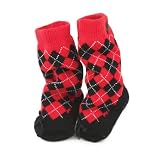 Trumpette Argyle Minnie Socks - Red, 1-2 Years