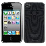 GTMax Durable Transparent Black Circle Wave Soft Gel Skin Cover Case for Apple iPhone 4S 4 4G 16GB / 32GB 4th Generation