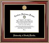 University of South Florida Bulls - Gold Medallion - Mahogany Gold Trim - Diploma Frame