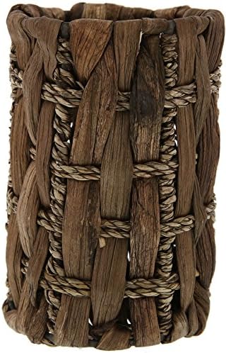 Toothbrush Holder - Wicker Organizer - Wooden Stand